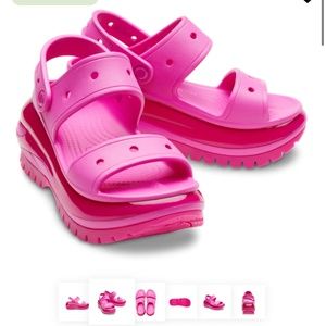 Pink mega crush croc sandals